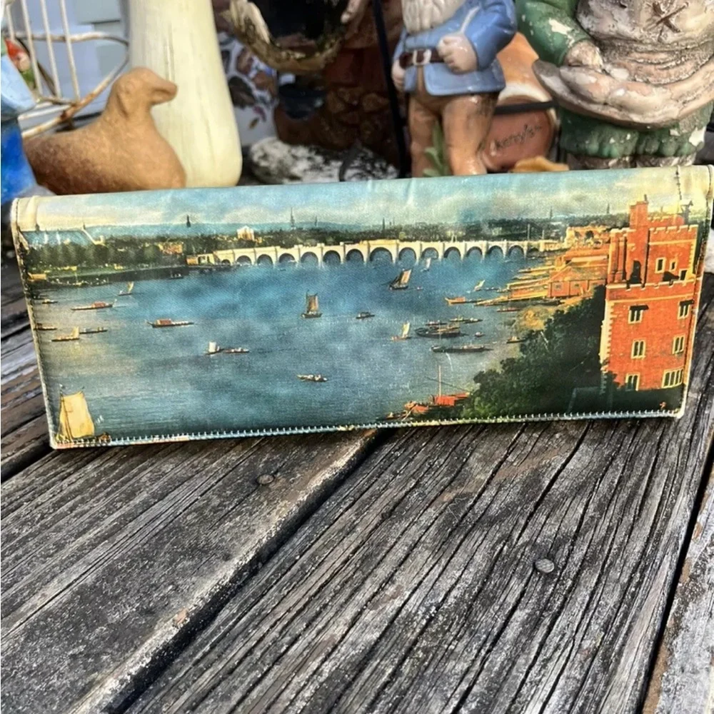 Bag By Triangle New York Clutch Scenic Black Purse Rectangle Vintage 70s 80s